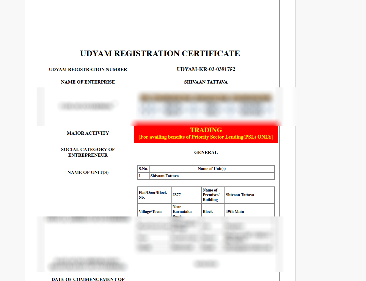 Udyam Certificate